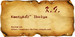Kmetykó Ibolya névjegykártya